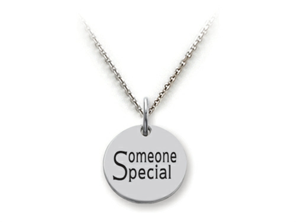 Stellar White 925 Sterling Silver Someone Special Disc Pendant Necklace - Chain Included