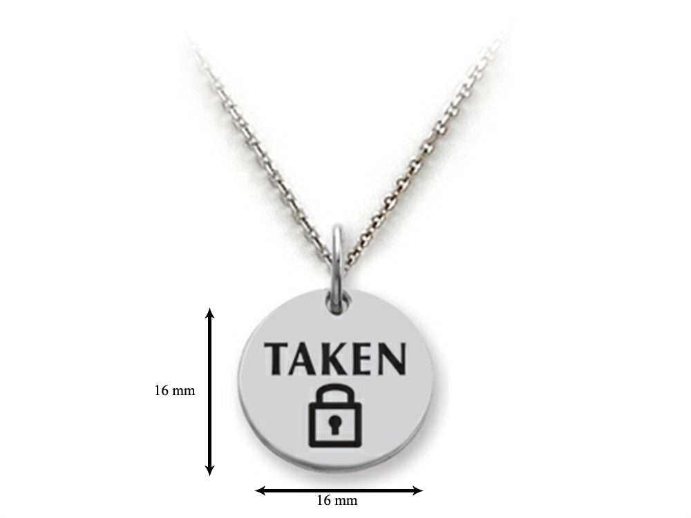 Stellar White 925 Sterling Silver Taken Disc Pendant Necklace - Chain Included