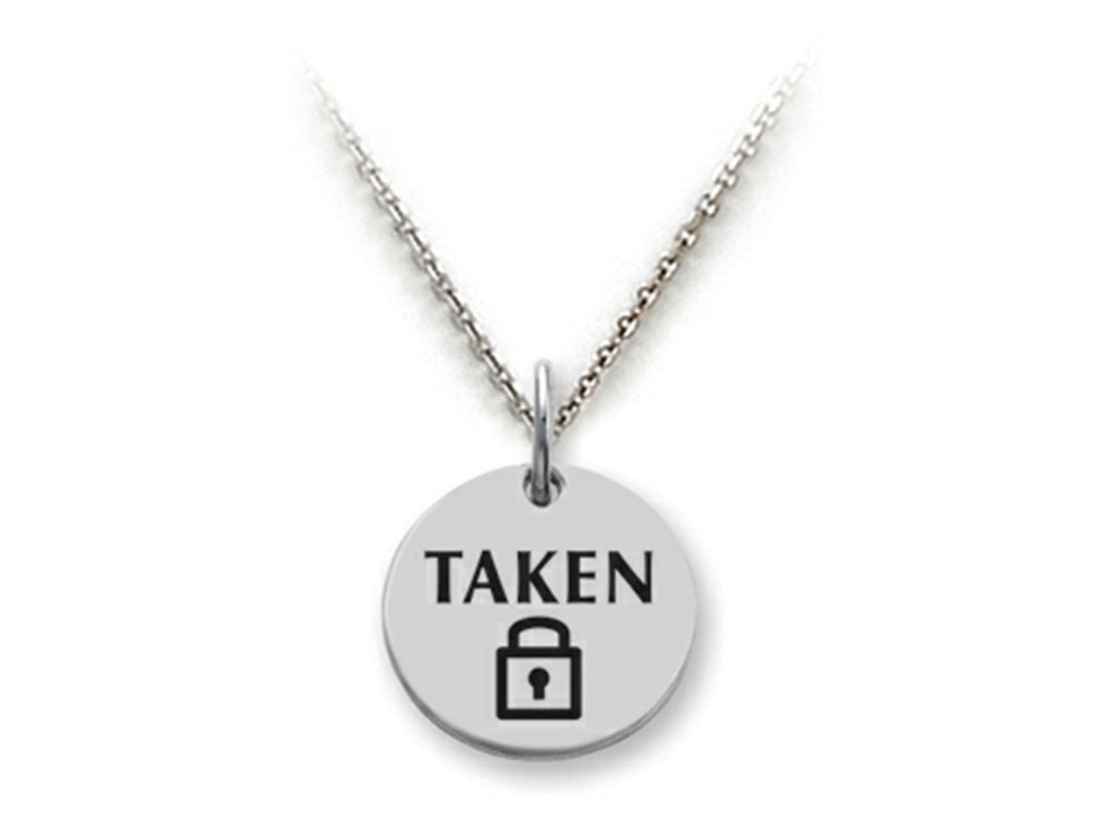 Stellar White 925 Sterling Silver Taken Disc Pendant Necklace - Chain Included