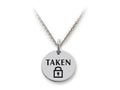 Stellar White 925 Sterling Silver Taken Disc Pendant Necklace - Chain Included