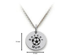 Stellar White 925 Sterling Silver Soccer Mom Disc Pendant Necklace - Chain Included