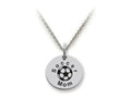 Stellar White 925 Sterling Silver Soccer Mom Disc Pendant Necklace - Chain Included