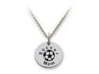 Stellar White 925 Sterling Silver Soccer Mom Disc Pendant Necklace - Chain Included