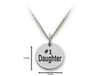 Stellar White 925 Sterling Silver #1 Daughter Disc Pendant Necklace - Chain Included