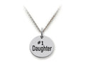 Stellar White 925 Sterling Silver #1 Daughter Disc Pendant Necklace - Chain Included