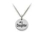 Stellar White 925 Sterling Silver #1 Daughter Disc Pendant Necklace - Chain Included