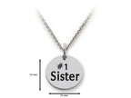 Stellar White 925 Sterling Silver #1 Sister Disc Pendant Necklace - Chain Included