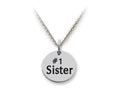 Stellar White 925 Sterling Silver #1 Sister Disc Pendant Necklace - Chain Included