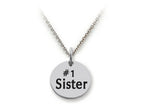 Stellar White 925 Sterling Silver #1 Sister Disc Pendant Necklace - Chain Included