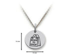 Stellar White 925 Sterling Silver Born To Shop Disc Pendant Necklace - Chain Included