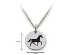 Stellar White 925 Sterling Silver Horse Disc Pendant Necklace - Chain Included