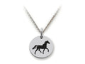 Stellar White 925 Sterling Silver Horse Disc Pendant Necklace - Chain Included