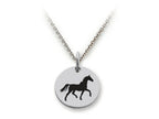 Stellar White 925 Sterling Silver Horse Disc Pendant Necklace - Chain Included