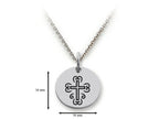 Stellar White 925 Sterling Silver Cross Ornate Disc Pendant Necklace - Chain Included