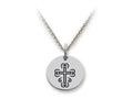 Stellar White 925 Sterling Silver Cross Ornate Disc Pendant Necklace - Chain Included