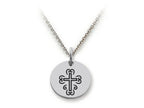 Stellar White 925 Sterling Silver Cross Ornate Disc Pendant Necklace - Chain Included