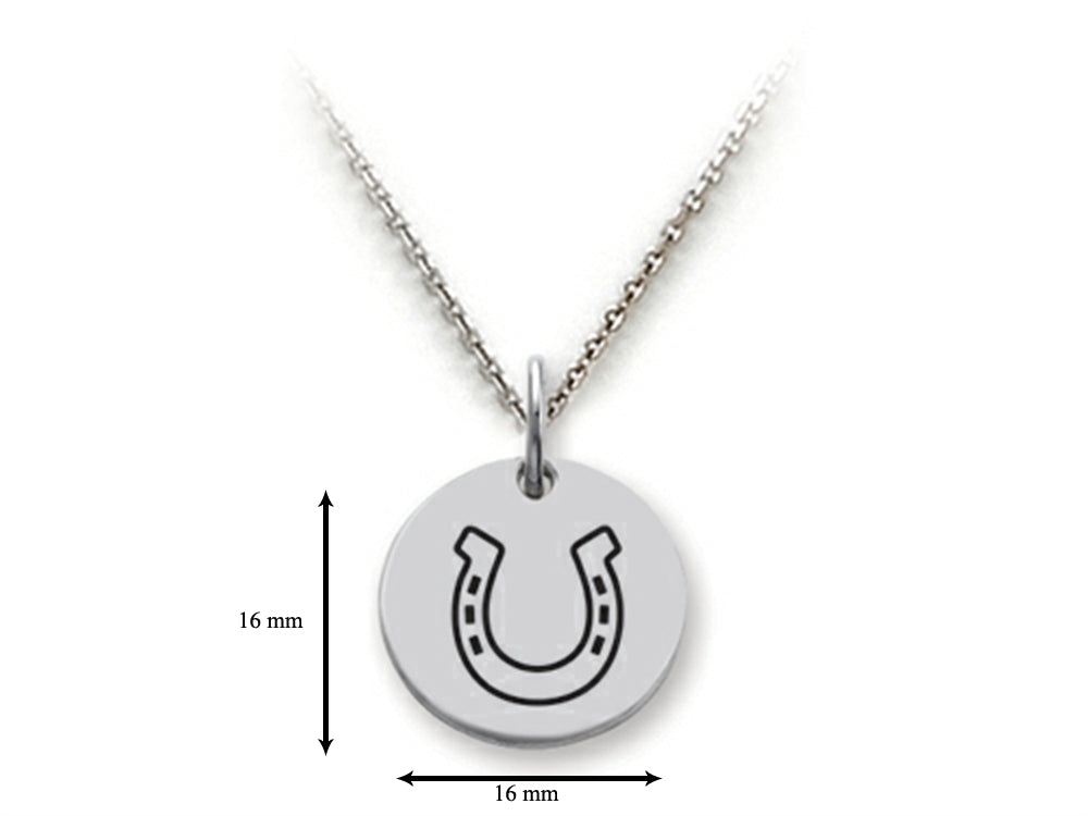 Stellar White 925 Sterling Silver Horseshoe Disc Pendant Necklace - Chain Included
