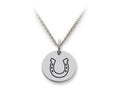 Stellar White 925 Sterling Silver Horseshoe Disc Pendant Necklace - Chain Included
