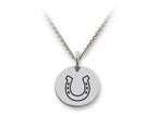 Stellar White 925 Sterling Silver Horseshoe Disc Pendant Necklace - Chain Included