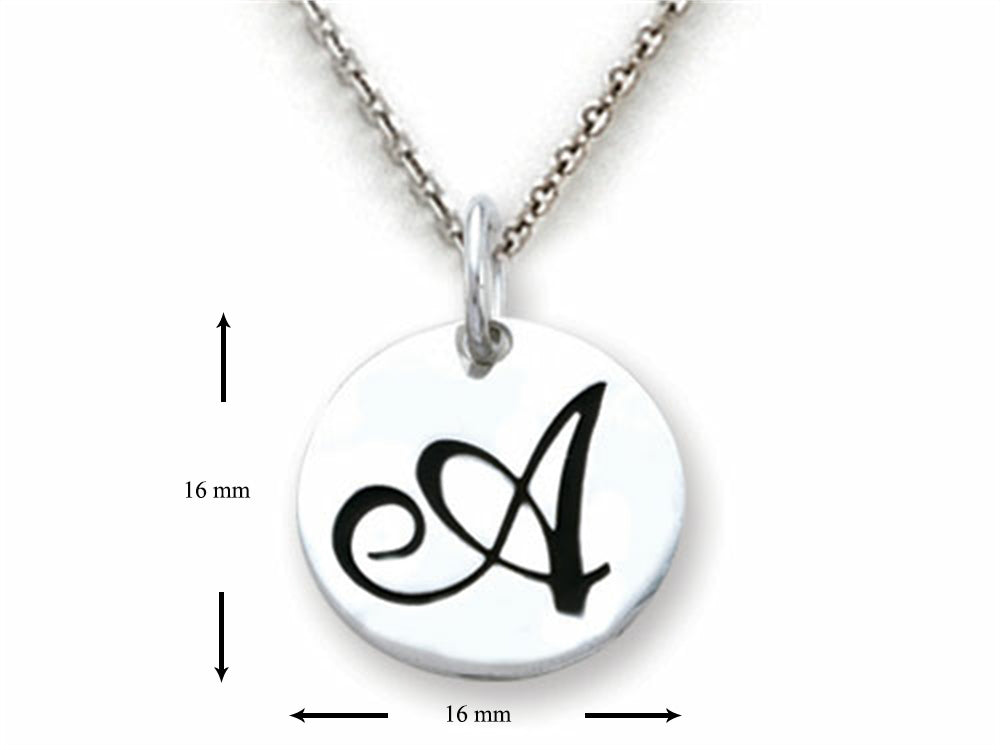 Stellar White 925 Sterling Silver Initial A Personalized Alphabet Disc Pendant Necklace Chain Included