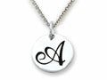Stellar White 925 Sterling Silver Initial A Personalized Alphabet Disc Pendant Necklace Chain Included