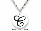 Stellar White 925 Sterling Silver Initial C Personalized Alphabet Disc Pendant Necklace Chain Included