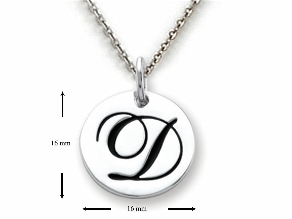 Stellar White 925 Sterling Silver Initial D Personalized Alphabet Disc Pendant Necklace Chain Included