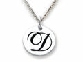 Stellar White 925 Sterling Silver Initial D Personalized Alphabet Disc Pendant Necklace Chain Included