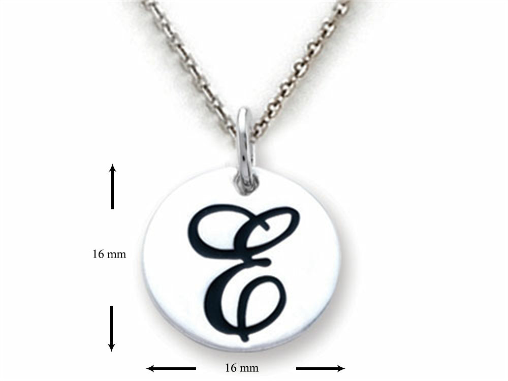 Stellar White 925 Sterling Silver Initial E Personalized Alphabet Disc Pendant Necklace Chain Included