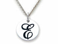 Stellar White 925 Sterling Silver Initial E Personalized Alphabet Disc Pendant Necklace Chain Included