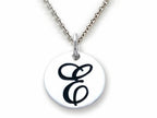Stellar White 925 Sterling Silver Initial E Personalized Alphabet Disc Pendant Necklace Chain Included