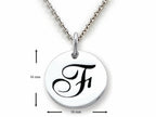 Stellar White 925 Sterling Silver Initial F Personalized Alphabet Disc Pendant Necklace Chain Included