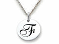 Stellar White 925 Sterling Silver Initial F Personalized Alphabet Disc Pendant Necklace Chain Included