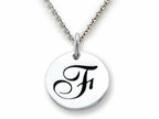 Stellar White 925 Sterling Silver Initial F Personalized Alphabet Disc Pendant Necklace Chain Included