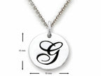 Stellar White 925 Sterling Silver Initial G Personalized Alphabet Disc Pendant Necklace Chain Included