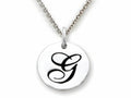 Stellar White 925 Sterling Silver Initial G Personalized Alphabet Disc Pendant Necklace Chain Included