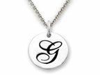 Stellar White 925 Sterling Silver Initial G Personalized Alphabet Disc Pendant Necklace Chain Included
