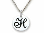Stellar White 925 Sterling Silver Initial H Personalized Alphabet Disc Pendant Necklace Chain Included