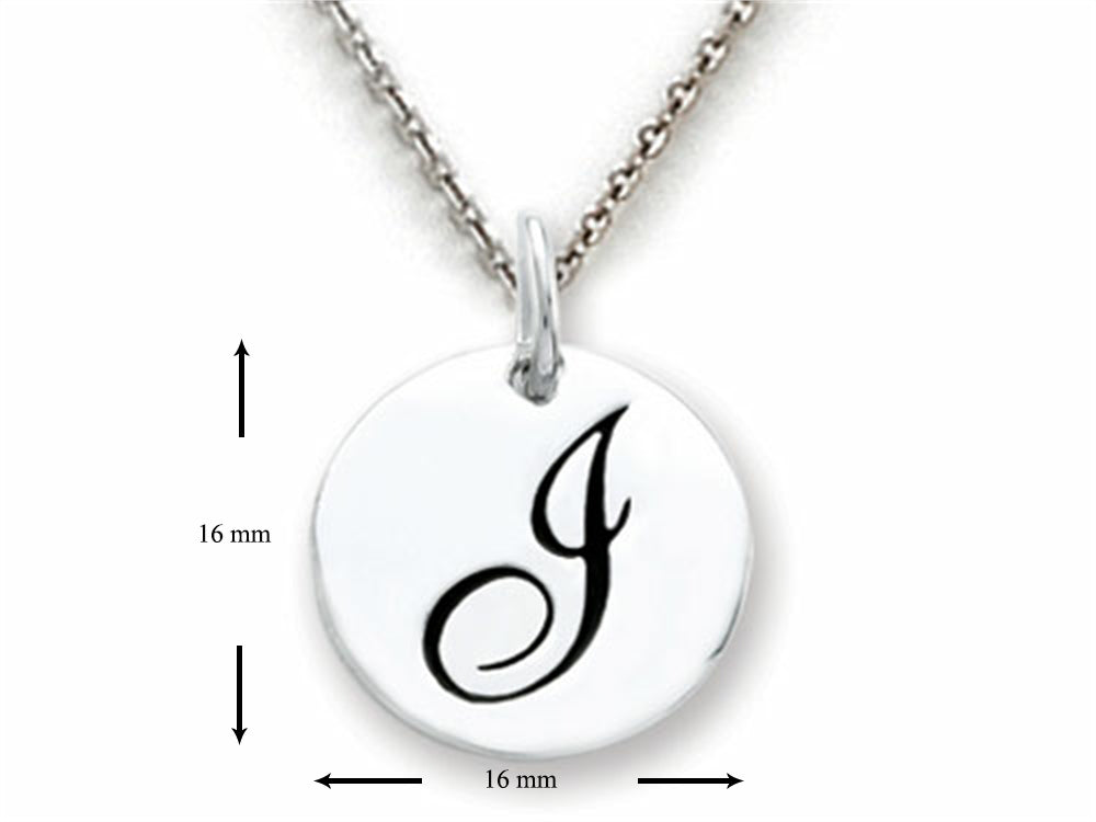 Stellar White 925 Sterling Silver Initial I Personalized Alphabet Disc Pendant Necklace Chain Included
