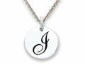 Stellar White 925 Sterling Silver Initial I Personalized Alphabet Disc Pendant Necklace Chain Included