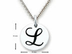 Stellar White 925 Sterling Silver Initial L Personalized Alphabet Disc Pendant Necklace Chain Included