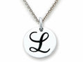 Stellar White 925 Sterling Silver Initial L Personalized Alphabet Disc Pendant Necklace Chain Included