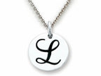 Stellar White 925 Sterling Silver Initial L Personalized Alphabet Disc Pendant Necklace Chain Included