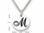 Stellar White 925 Sterling Silver Initial M Personalized Alphabet Disc Pendant Necklace Chain Included