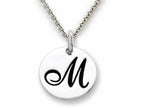 Stellar White 925 Sterling Silver Initial M Personalized Alphabet Disc Pendant Necklace Chain Included