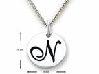 Stellar White 925 Sterling Silver Initial N Personalized Alphabet Disc Pendant Necklace Chain Included