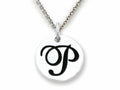 Stellar White 925 Sterling Silver Initial P Personalized Alphabet Disc Pendant Necklace Chain Included