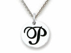 Stellar White 925 Sterling Silver Initial P Personalized Alphabet Disc Pendant Necklace Chain Included
