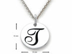 Stellar White 925 Sterling Silver Initial T Personalized Alphabet Disc Pendant Necklace Chain Included