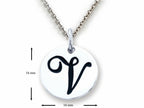 Stellar White 925 Sterling Silver Initial V Personalized Alphabet Disc Pendant Necklace Chain Included